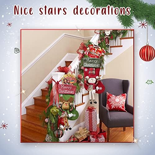Ал Фаро дома Божиќно порибување Санта, снежен човек, ирваси, Божиќ, украси за камин, скали и празнично дрво, детски Божиќни чорапи од
