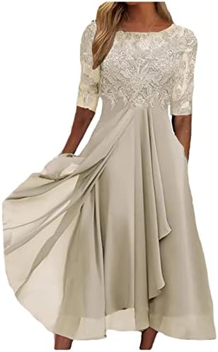 Мајка на невестата фустан за свадба 1/2 ракави со високи ниски чипка аплики Елегантни лажички вратот формални вечерни фустани