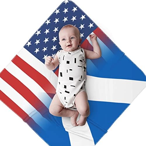 Шкотска американско знаме бебе ќебе кое прима ќебе за обвивка за покривање на новороденчиња за новороденчиња