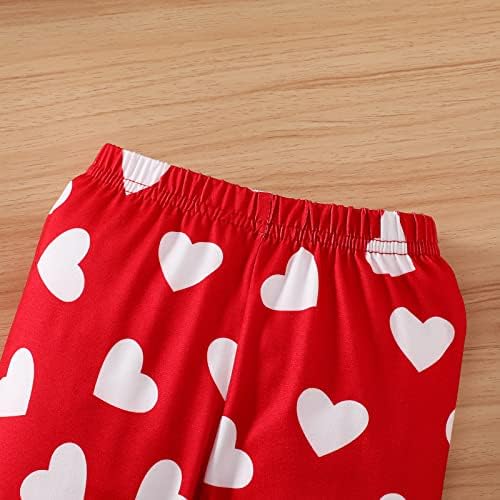 Noubeau мојот 1 -ви ден на вinesубените Ден на девојче девојче облеки Руфла срце, печати тунично суровини со кошула ленти панталони