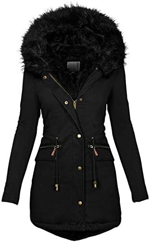 Зимски палта за жени плус големина со големина пуфер јакна дебело топло руно наредено паркичка со качулка, лабава подолу палто