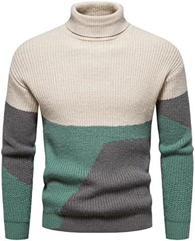 Машки џемпер за одмор, машка џемпер со џемпер со висок врат, цврста боја, тенок џемпер од дното
