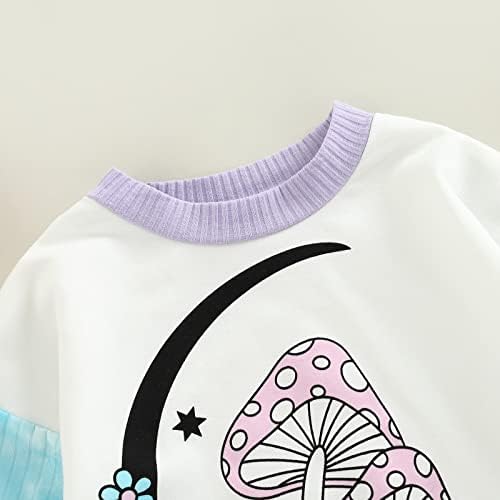 Новороденче дете бебе ромпер печурка со цветни букви печати тркалезен врат со долг ракав, пролетна облека за девојчиња за новороденче