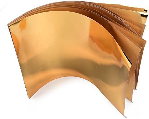 EWTSHOP® 25 листови Метална хартија, хартија од златна фолија, златна фолија, сјајна златна хартија за занаети, 8,27 x 11,69 инчи