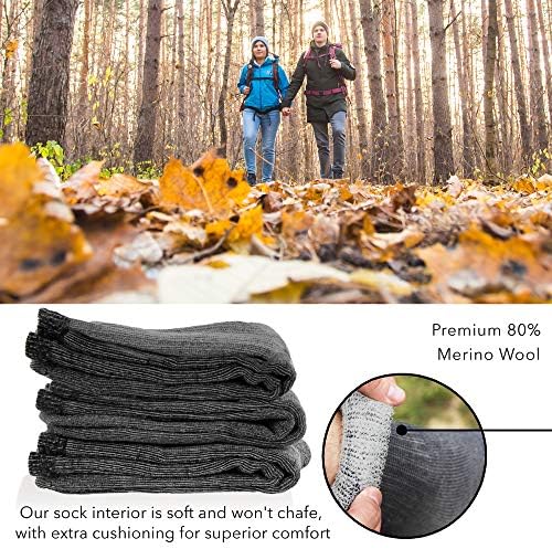 ДГ Хил 3 пара 80% мерино волна чорапи за мажи и жени топли термички волна чорапи за пешачење во стилот на екипажот Влага влага