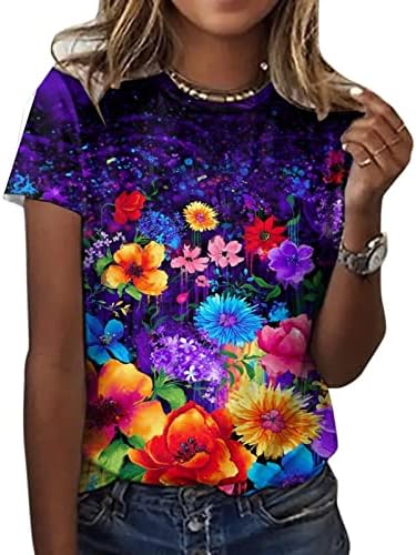 Симпатични маици за тинејџерски девојки кратки ракави случајни смешни графички маички жени екипаж вратот лабава удобна блуза врвови