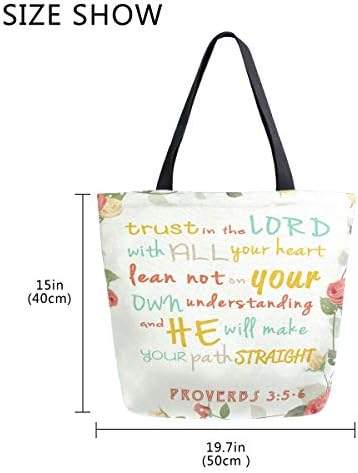 Модни обични торби за намирници за еднократно користење Библиски стихови роза loveубов Вистина Господи жени жени рамо тота торба платно