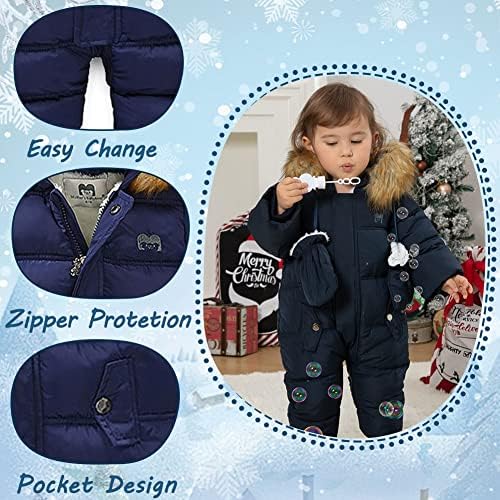 Xifamniy Бебе Зимски снег -палто ромпер за надворешна облека со качулка, дете, дете