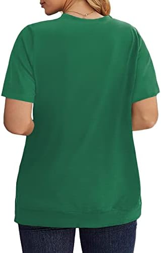 Видлично плус-големина-по-Патрикс-ден кошула за жени кратки ракави против вратот на врвовите Обични летни туники TEE XL-4XL