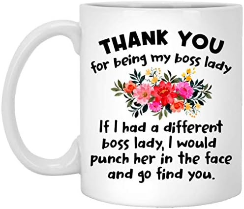 Ви благодарам што бевте моја шеф Лејди кафе кригла Најдобри подароци за шефот дама за шефот дама мама мама маќеари мајки 11oz