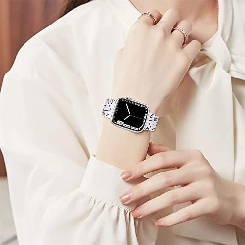 Симпатични опсези за часовници компатибилни со Apple Watch 42mm 44mm 45mm Арт Апстракт за печатење на лице Силиконски мек за часовници за