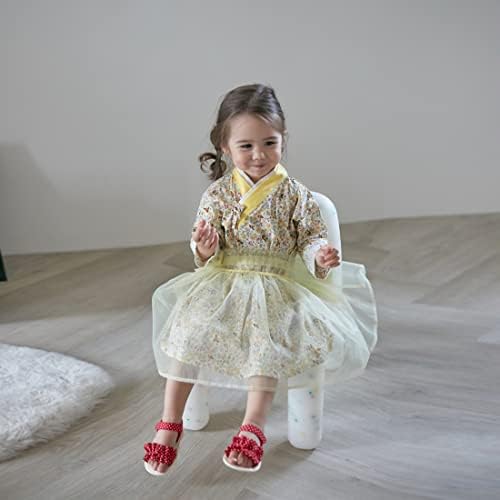 Pauboli бебе девојче Корејска облека Корејски фустан со долг ракав