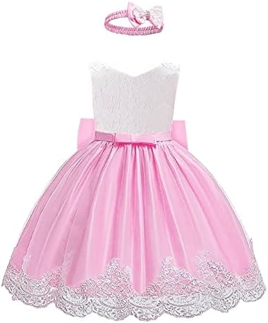 Agqt Baby Girls Big Bowknot фустан без ракав, роденденски фустан со големина на принцеза со големина 0-24m