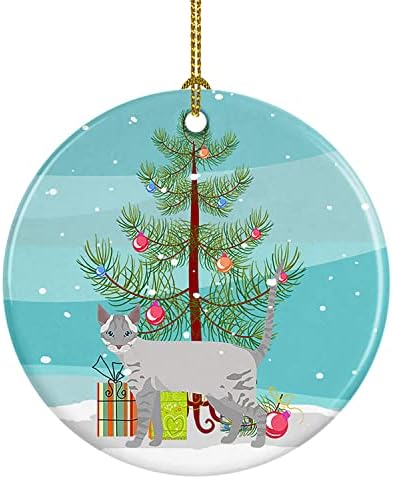 Богатства на Каролина CK4667CO1 OJOS AZULES CAT MERRY CHINGLE CERAMIC украс, украси за новогодишни елки, виси украс за Божиќ, празник,