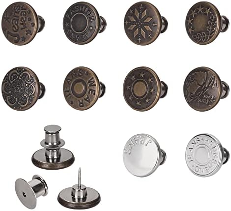 Семикој 10 компјутери Jeanан копчиња Метални копчиња за замена на копчињата со фармерки без шиење и без алатки совршено вклопување