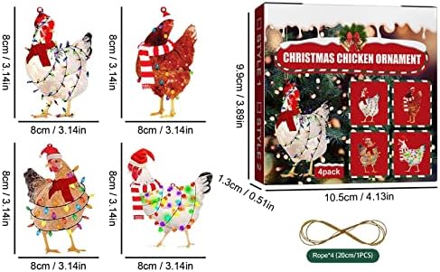 4 парчиња Божиќна шамија пилешко приврзоци Поставете домашна празнична забава новогодишна елка атмосфера Декоративна пилешка приврзоци
