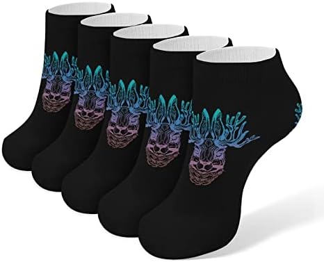 Магичен зајак 5 пара смешни трчање чорапи за глуждот атлетски не-шоу чорапи, амортизирани за мажи жени