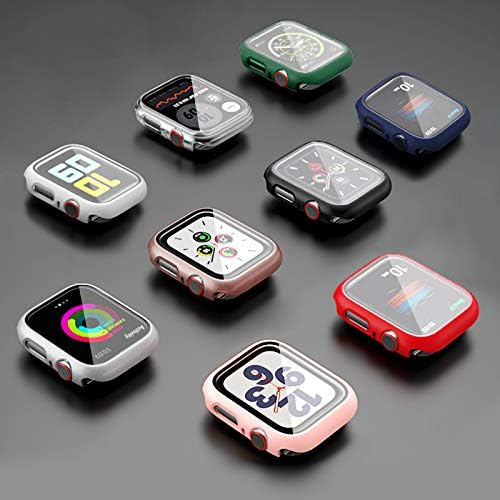 Pohnui 4 пакет тврд компјутер кутија компатибилен со Apple Watch Series SE/Series 6/Series 5/Series 4, Full Cover HD Temered Glass Screen Pcreator