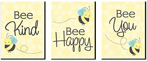 Голема Точка На Среќа Мед Пчела - Расадник Ѕидна Уметност И Украси За Детска Соба-Идеи За Подароци-7,5 х 10 инчи-Комплет од 3