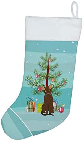 Богатства на Каролина CK4803CS Суфалак Мачка Среќен Божиќ Божиќно порибување, камин што виси чорапи Божиќна сезона забава Декорации