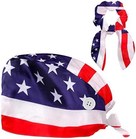 Американско Знаме Бели Прилагодливи Буфантни Капачиња Капи Работно Капаче Со Лак Коса Крцкава