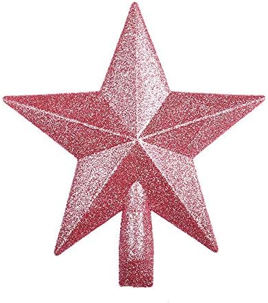 Украси за новогодишна Елка 2022 врвна Бледа Елка Розова Ѕвезда 15 см Сјајна Ѕвезда На Дрво Топер За Завршен Декор На Домот Божиќен