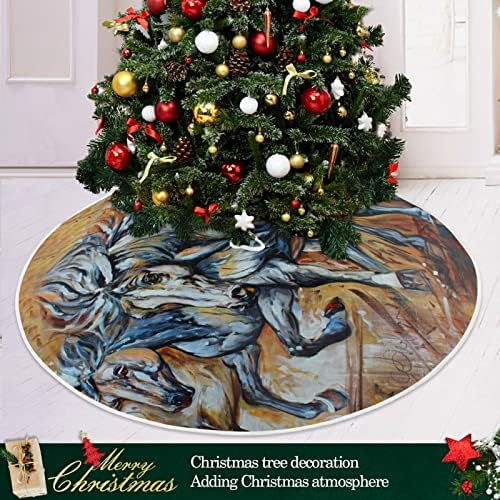 Оаренкол Трчање Коњи Сликарство Елка Здолниште 36 инчен Божиќ Празник Дрво Дрво Декорации