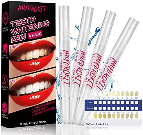 Комплет за белење на заби MyProkit, 4 пакувања 120+ користат пенкало за белење на заби Отстранете години на дамки, ефективни и без чувствителна