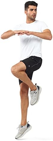 Allzero машки трчање атлетски шорцеви 7 Брзо суво тренингот шорцеви за лесни спортски теретани за теретани со џебови со патенти