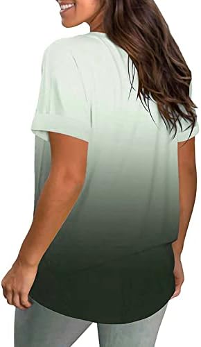 Женски екипаж Спандекс кошула бранч врвови кошула за дами кратки ракави градиент есен летен кошула облека мода мода