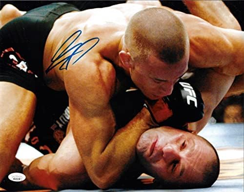 Georges ST -Pierre Autographed 11x14 Photo UFC JSA James Spence Беве сведоци на COA - Автограмирани UFC фотографии