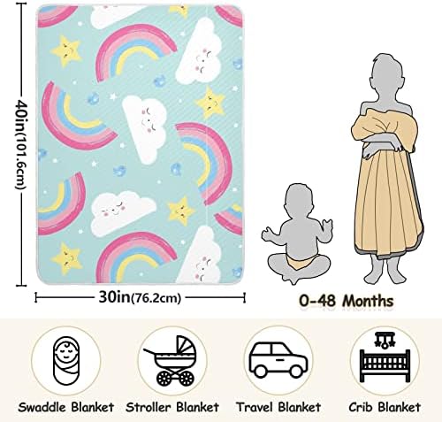 Swaddle Bilket Rainbow Bird Cotton Conte за новороденчиња, примање ќебе, лесен меко залепено ќебе за креветчето, шетач, расадници за ќебиња,