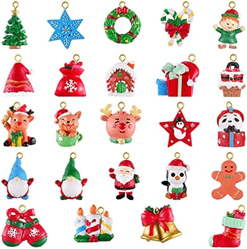 Детски Календар за Доаѓање 24 парчиња Божиќен Календар За Доаѓање Смола Божиќни Одбројувачки Играчки Божиќни Мини Висечки Орнаменти За Украси