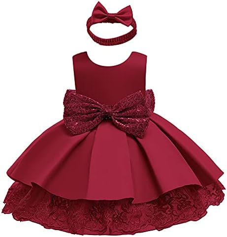Цветни девојки sequins bowknot чипка V-back tutu крштевање крштевање причест фустани за деца бебе принцеза забава наметка+лента за глава
