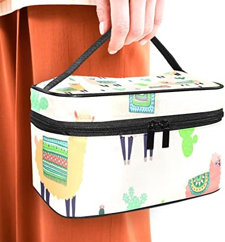торба за Шминка за Патување јојоамој, Кактус Од Лама Алпака Голема Козметичка Кеса Организатор На Шминка Мултифункционални Торби За