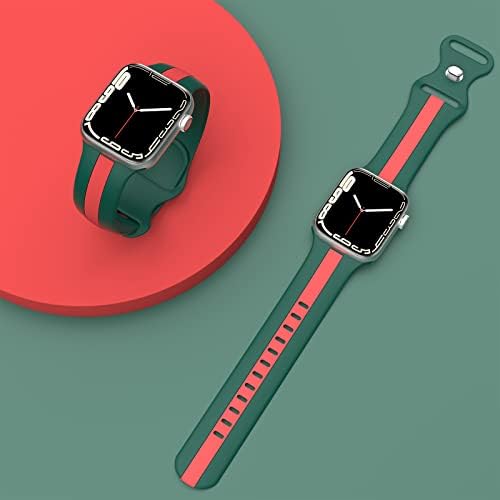 Дизајнер Apple Watch Band 38mm 40мм 41мм 42мм 44мм 45мм за жени мажи Силиконски спорт замена за часовници за часовници за дишење мека лента
