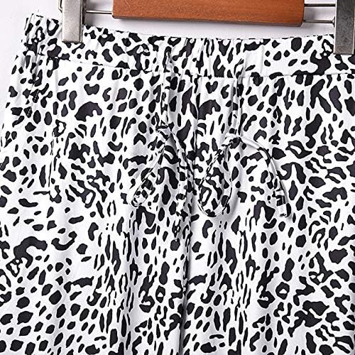 Женски јога фустан панталони тренингот женски панталони леопард/змија еластична салон џебни џебни половини активни панталони