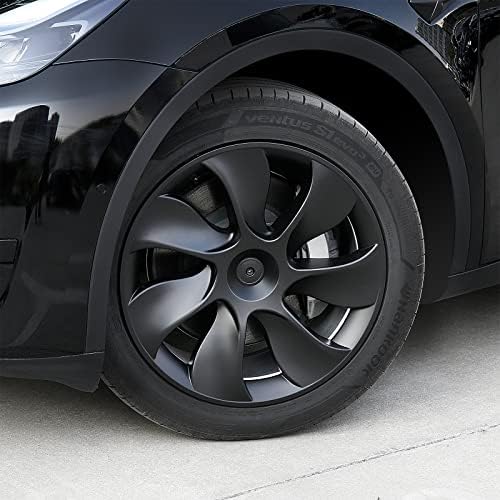 Tesla Model y Hubcaps, капачиња за покривање на тркалото од 19 инчи во тркалото, вклопуваат за 2020-2023 модел Y, матно црно тркало