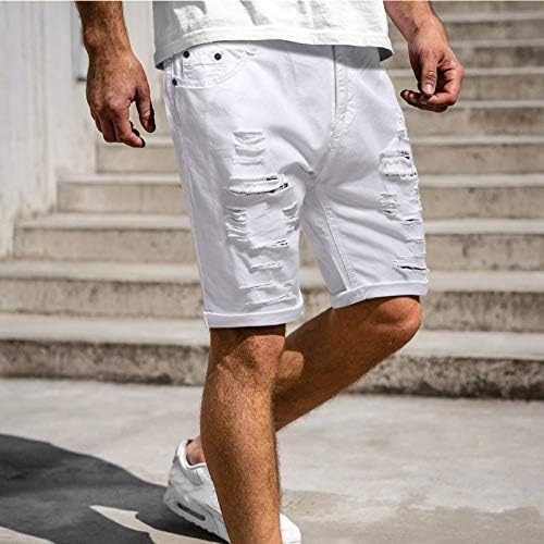 Машки шорцеви за мажи летни обични фитнес боди -билдинг дупка искинаа панталони за спортски шорцеви