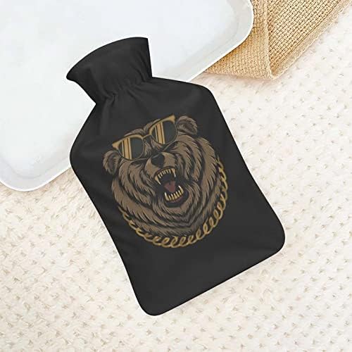 Лута ладна мечка шишиња со топла вода гумена торба со топла вода со симпатична покривка за период на олеснување на болката