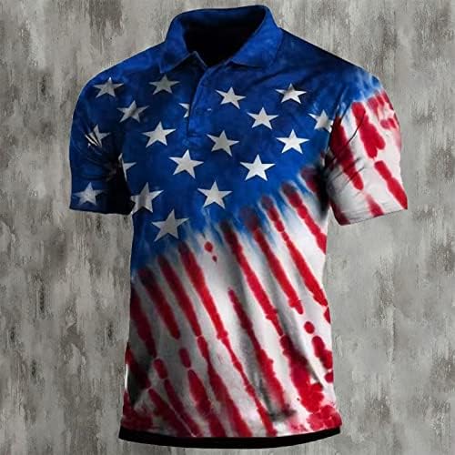 Менско американско знаме Поло кошули Патриотски 4 -ти јули маици 2023 лето лето -случајни кратки ракави гроздобер голф Полос