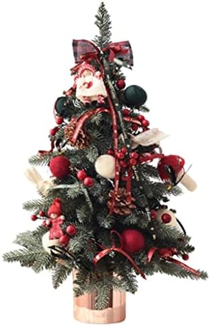 Индих Божиќна мини новогодишна елка, вештачка елка на работната површина, Десктоп Мала новогодишна елка, со божиќни украси за топка, што се
