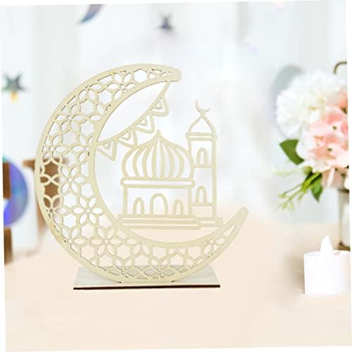 Kuyyfds Рамадан украси Светли светла рамазан табела предводени дрвени светла за еид за декорација на еид рамазан