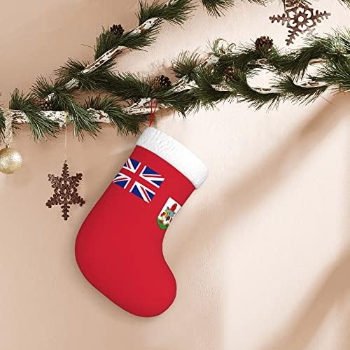 QG ZZX Божиќни чорапи со бело супер меко кафунг манжетно знаме на Бермуда Божиќни чорапи Божиќни украси за порибување