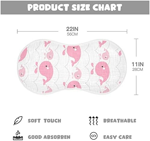 Yyzzh симпатична розова кит океанска брада, муслински бурпи крпи за бебе 2 пакувања памучни бебиња за миење садови за момчиња