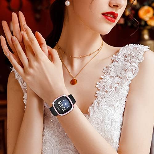 [1-пакет] Аладс Блинг тврда браник рамка за Fitbit Sense / Versa 3 Watch, сјајни кристални дијаманти заштитен случај компатибилен за Fitbit