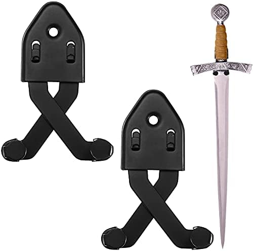 Метал единечен меч wallид монтирање вертикален wallиден меч дисплеј кука Универзален меч држач за мултифункционален прилагодлив меч