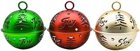 Пиненџој 3 парчиња Божиќно Ѕвонче од Џингл 2,5 инчи Големо Шупливо Ѕвоно Шарено Ѕвоно Од Елка Метални Санки Ѕвонче За Куќа/Забава/Празнични
