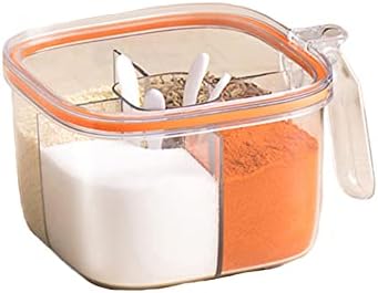 Домаќинство во Лижомил 4 во 1 зачинета тегла Транспарентна анти-лизгачка кујна зачини сол и бибер Шајкер кутија за складирање со рачка портокалова