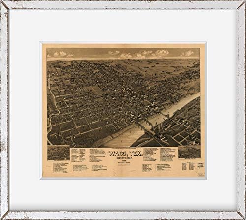 Бесконечни фотографии Винтографија 1886 Мапа Вако, Тексас, округот седиште на МекЛенан Ци. 1886. - 18x24 - Подготвени за рамка